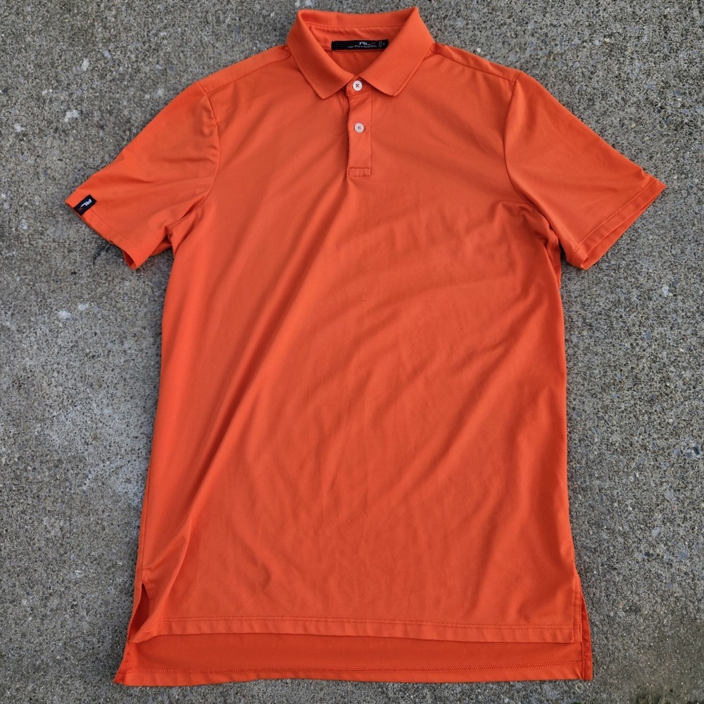 Ralph Lauren RLX S Short Sleeve Polo Orange Shirt Mens Performance Wicking Neon
